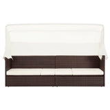 NNEVL Garden Sofa with Canopy Poly Rattan Brown