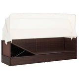 NNEVL Garden Sofa with Canopy Poly Rattan Brown