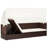NNEVL Garden Sofa with Canopy Poly Rattan Brown