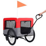 NNEVL 2-in-1 Pet Bike Trailer and Jogging Stroller Red and Grey