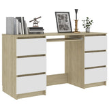 NNEVL Writing Desk White and Sonoma Oak 140x50x77 cm Engineered Wood