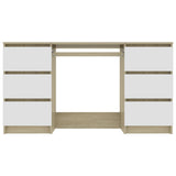 NNEVL Writing Desk White and Sonoma Oak 140x50x77 cm Engineered Wood