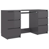NNEVL Writing Desk High Gloss Grey 140x50x77 cm Chipboard