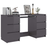NNEVL Writing Desk High Gloss Grey 140x50x77 cm Chipboard