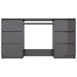 NNEVL Writing Desk High Gloss Grey 140x50x77 cm Chipboard