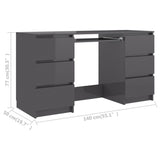NNEVL Writing Desk High Gloss Grey 140x50x77 cm Chipboard