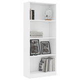 NNEVL 4-Tier Book Cabinet White 60x24x142 cm Engineered Wood