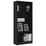 NNEVL 4-Tier Book Cabinet Black 60x24x142 cm Chipboard