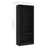 NNEVL 4-Tier Book Cabinet Black 60x24x142 cm Chipboard