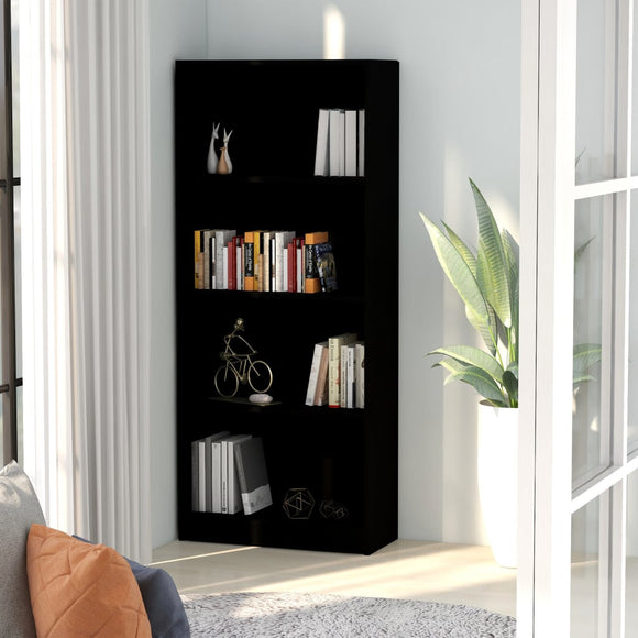 NNEVL 4-Tier Book Cabinet Black 60x24x142 cm Chipboard