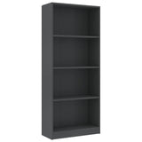 NNEVL 4-Tier Book Cabinet Grey 60x24x142 cm Chipboard