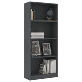 NNEVL 4-Tier Book Cabinet Grey 60x24x142 cm Chipboard