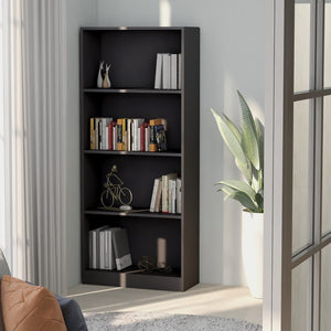 NNEVL 4-Tier Book Cabinet Grey 60x24x142 cm Chipboard