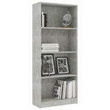 NNEVL 4-Tier Book Cabinet Concrete Grey 60x24x142 cm Chipboard