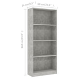 NNEVL 4-Tier Book Cabinet Concrete Grey 60x24x142 cm Chipboard