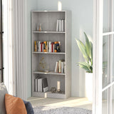 NNEVL 4-Tier Book Cabinet Concrete Grey 60x24x142 cm Chipboard
