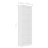 NNEVL 5-Tier Book Cabinet White 60x24x175 cm Chipboard