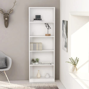 NNEVL 5-Tier Book Cabinet White 60x24x175 cm Chipboard