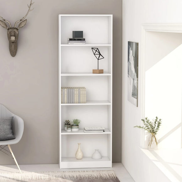 NNEVL 5-Tier Book Cabinet White 60x24x175 cm Chipboard