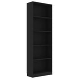 NNEVL 5-Tier Book Cabinet Black 60x24x175 cm Engineered Wood