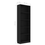 NNEVL 5-Tier Book Cabinet Black 60x24x175 cm Engineered Wood
