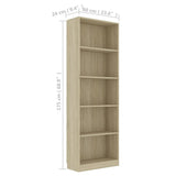 NNEVL 5-Tier Book Cabinet Sonoma Oak 60x24x175 cm Chipboard