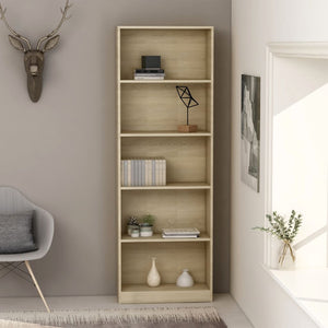 NNEVL 5-Tier Book Cabinet Sonoma Oak 60x24x175 cm Chipboard