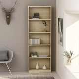 NNEVL 5-Tier Book Cabinet Sonoma Oak 60x24x175 cm Chipboard