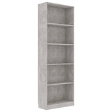 NNEVL 5-Tier Book Cabinet Concrete Grey 60x24x175 cm Chipboard