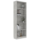 NNEVL 5-Tier Book Cabinet Concrete Grey 60x24x175 cm Chipboard