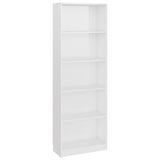 NNEVL 5-Tier Book Cabinet High Gloss White 60x24x175 cm Chipboard