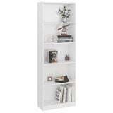 NNEVL 5-Tier Book Cabinet High Gloss White 60x24x175 cm Chipboard