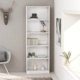NNEVL 5-Tier Book Cabinet High Gloss White 60x24x175 cm Chipboard