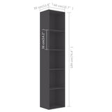 NNEVL Book Cabinet Grey 40x30x189 cm Chipboard