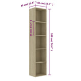 NNEVL Book Cabinet Sonoma Oak 40x30x189 cm Engineered Wood