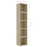 NNEVL Book Cabinet White and Sonoma Oak 40x30x189 cm Chipboard