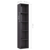 NNEVL Book Cabinet High Gloss Grey 40x30x189 cm Chipboard