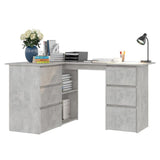 NNEVL Corner Desk Concrete Grey 145x100x76 cm Chipboard