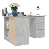 NNEVL Corner Desk Concrete Grey 145x100x76 cm Chipboard