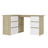 NNEVL Corner Desk White and Sonoma Oak 145x100x76 cm Chipboard