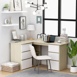 NNEVL Corner Desk White and Sonoma Oak 145x100x76 cm Chipboard