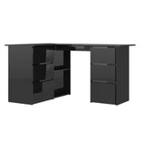 NNEVL Corner Desk High Gloss Black 145x100x76 cm Chipboard
