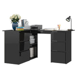 NNEVL Corner Desk High Gloss Black 145x100x76 cm Chipboard