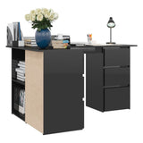 NNEVL Corner Desk High Gloss Black 145x100x76 cm Chipboard