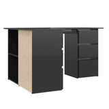 NNEVL Corner Desk High Gloss Black 145x100x76 cm Chipboard