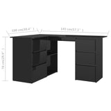 NNEVL Corner Desk High Gloss Black 145x100x76 cm Chipboard