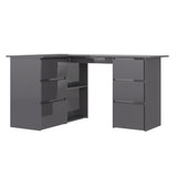 NNEVL Corner Desk High Gloss Rrey 145x100x76 cm Chipboard