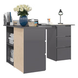 NNEVL Corner Desk High Gloss Rrey 145x100x76 cm Chipboard