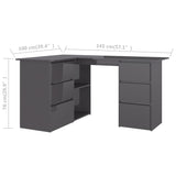 NNEVL Corner Desk High Gloss Rrey 145x100x76 cm Chipboard