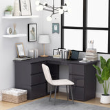 NNEVL Corner Desk High Gloss Rrey 145x100x76 cm Chipboard